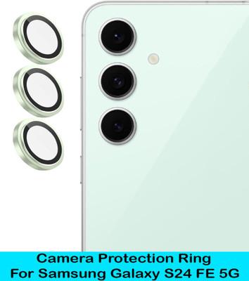 KREZEE Back Camera Lens Ring Guard Protector for Samsung Galaxy S24 FE 5G [ Green Metal Ring with 9H Glass] Set of 1(Pack of: 3)