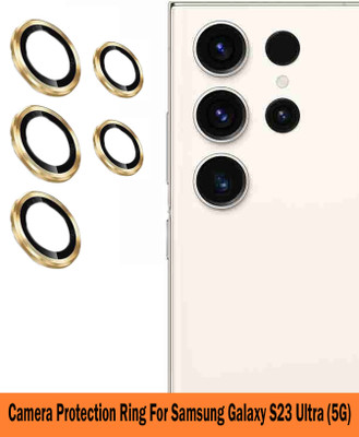 KREZEE Back Camera Lens Ring Guard Protector for Samsung Galaxy S23 Ultra 5G [Gold Metal Alloy Camera Ring with Glass] Set of 1(Pack of: 5)
