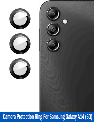 ZYXO Back Camera Lens Ring Guard Protector for Samsung Galaxy A14 5G [Black Metal Alloy Camera Ring with 9H Glass] Set of 1(Pack of: 3)