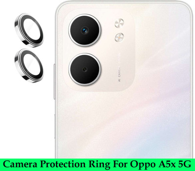 ZYXO Back Camera Lens Ring Guard Protector for Oppo A5x 5G [ Silver Metal Ring with 9H Glass] Set of 1(Pack of: 2)