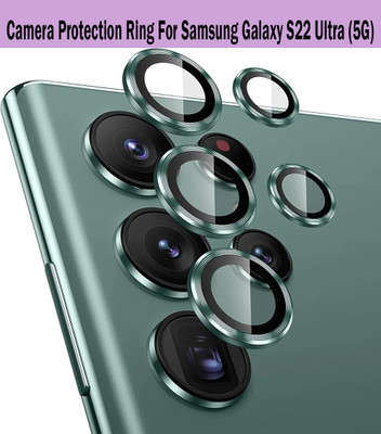 KREZEE Back Camera Lens Ring Guard Protector for Samsung Galaxy S22 Ultra 5G [Green Metal Alloy Camera Ring with Glass] Set of 1(Pack of: 5)