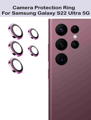 ZYXO Back Camera Lens Ring Guard Protector for Samsung Galaxy S22 Ultra 5G [Pink Metal Alloy Camera Ring with Glass] Set of 1(Pack of: 5)