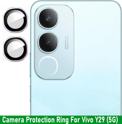 KREZEE Back Camera Lens Ring Guard Protector for Vivo Y29 5G [Silver Metal Alloy Camera Ring with 9H Glass] Set of 1(Pack of: 2)