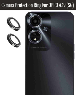 ZYXO Back Camera Lens Ring Guard Protector for OPPO A59 5G [Black Metal Alloy Camera Ring with 9H Glass] Set of 1(Pack of: 2)