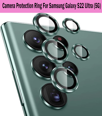 ZYXO Back Camera Lens Ring Guard Protector for Samsung Galaxy S22 Ultra 5G [Green Metal Alloy Camera Ring with Glass] Set of 1(Pack of: 5)