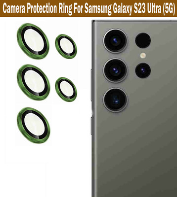 ZYXO Back Camera Lens Glass Protector for Samsung Galaxy S23 Ultra 5G [Green Metal Alloy Camera Ring with Glass] Set of 1(Pack of: 5)