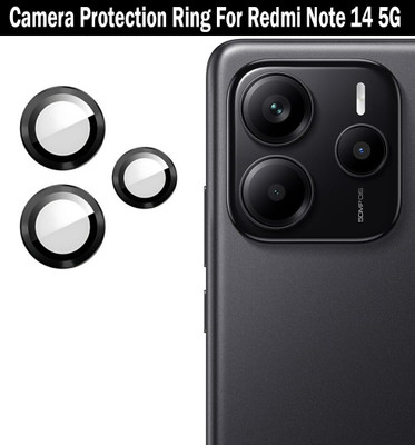 ZYXO Back Camera Lens Glass Protector for Redmi Note 14 5G [Black Metal Alloy Camera Ring with Glass] Set of 1(Pack of: 3)