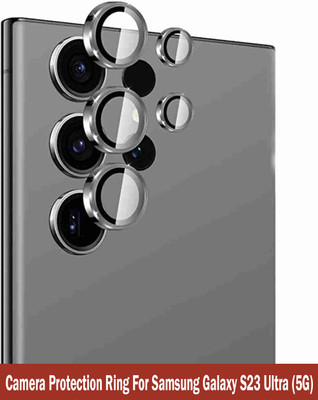 ZYXO Back Camera Lens Glass Protector for Samsung Galaxy S23 Ultra 5G [Grey Metal Alloy Camera Ring with Glass] Set of 1(Pack of: 5)