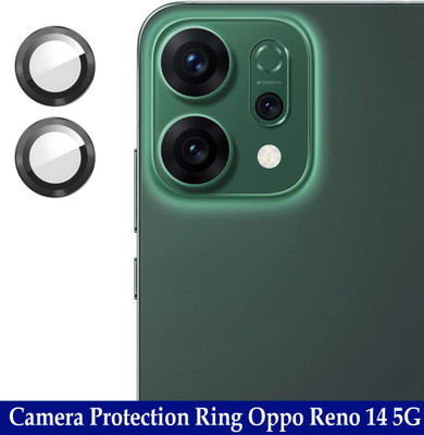 KREZEE Back Camera Lens Ring Guard Protector for Oppo Reno 14 5G [ Black Metal Ring with 9H Glass] Set of 1(Pack of: 2)