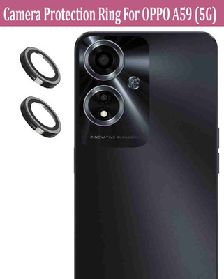 ZYXO Back Camera Lens Ring Guard Protector for OPPO A59 5G [Black Metal Alloy Camera Ring with 9H Glass] Set of 1(Pack of: 2)