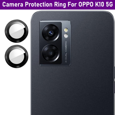 ZYXO Back Camera Lens Ring Guard Protector for OPPO K10 5G [Black Metal Alloy Camera Ring with 9H Glass] Set of 1(Pack of: 2)