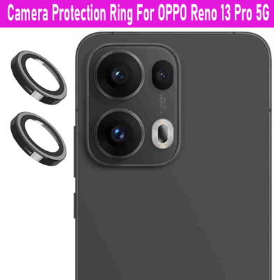 KREZEE Back Camera Lens Ring Guard Protector for OPPO Reno 13 Pro 5G [ Black Metal Ring with 9H Glass] Set of 1(Pack of: 2)