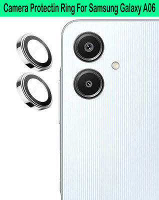ZYXO Back Camera Lens Glass Protector for Samsung Galaxy A06 [Silver Metal Alloy Camera Ring with 9H Glass] Set of 1(Pack of: 2)