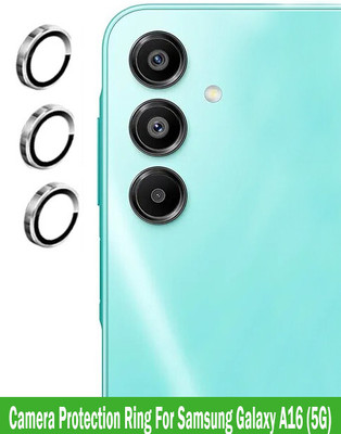 KREZEE Back Camera Lens Glass Protector for Samsung Galaxy A16 5G [Silver Metal Alloy Camera Ring with 9H Glass] Set of 1(Pack of: 3)