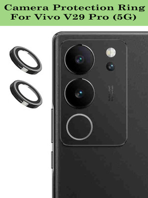 KREZEE Back Camera Lens Glass Protector for Vivo V29 Pro 5G [Black Metal Alloy Camera Ring with 9H Glass] Set of 1(Pack of: 2)