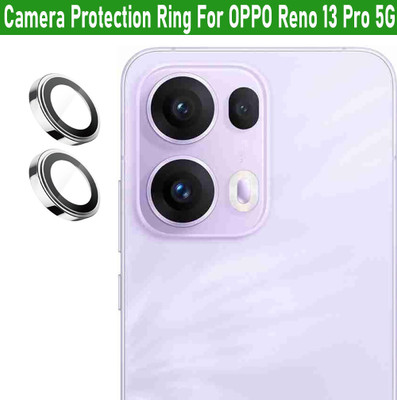 ZYXO Back Camera Lens Ring Guard Protector for OPPO Reno 13 Pro 5G [ Silver Metal Ring with 9H Glass] Set of 1(Pack of: 2)