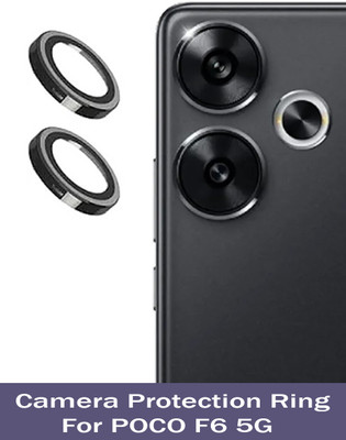 ZYXO Back Camera Lens Glass Protector for POCO F6 5G [Black Metal Alloy Camera Ring with 9H Glass] Set of 1(Pack of: 2)