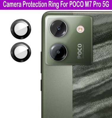 ZYXO Back Camera Lens Ring Guard Protector for POCO M7 Pro 5G [ Black Metal Ring with 9H Glass] Set of 1(Pack of: 2)