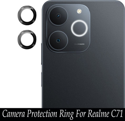 KREZEE Back Camera Lens Ring Guard Protector for Realme C71 [ Black Metal Ring with 9H Glass] Set of 1(Pack of: 2)