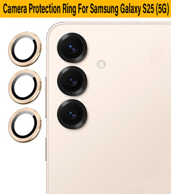ZYXO Back Camera Lens Ring Guard Protector for Samsung Galaxy S25 5G [Gold Metal Alloy Camera Ring with 9H Glass] Set of 1(Pack of: 3)