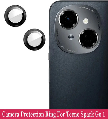 ZYXO Back Camera Lens Glass Protector for Tecno Spark Go 1 [Black Metal Alloy Camera Ring with 9H Glass] Set of 1(Pack of: 2)