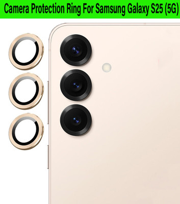 KREZEE Back Camera Lens Ring Guard Protector for Samsung Galaxy S25 5G [Gold Metal Alloy Camera Ring with 9H Glass] Set of 1(Pack of: 3)