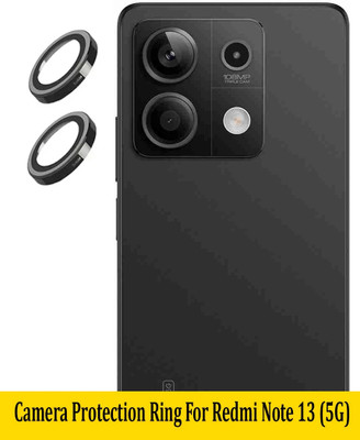 ZYXO Back Camera Lens Ring Guard Protector for Redmi Note 13 5G [Black Metal Alloy Camera Ring with 9H Glass] Set of 1(Pack of: 2)