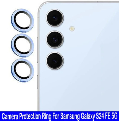 KREZEE Back Camera Lens Ring Guard Protector for Samsung Galaxy S24 FE 5G [ Blue Metal Ring with 9H Glass] Set of 1(Pack of: 3)