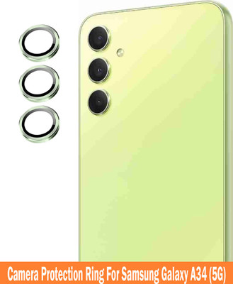 ZYXO Back Camera Lens Ring Guard Protector for Samsung Galaxy A34 5G [Lite Green Metal Alloy Camera Ring with Glass] Set of 1(Pack of: 3)