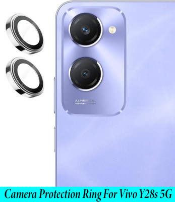 ZYXO Back Camera Lens Glass Protector for Vivo Y28s 5G [Silver Metal Alloy Camera Ring with Glass] Set of 1(Pack of: 2)