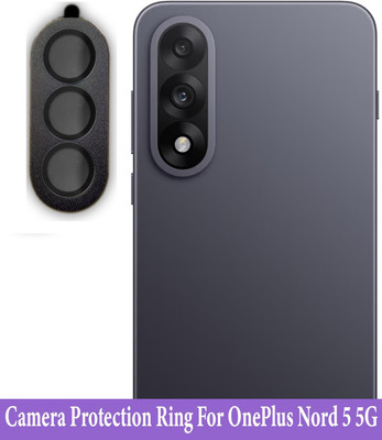 KREZEE Back Camera Lens Ring Guard Protector for OnePlus Nord 5 5G [ Black Metal Alloy Camera Ring with Glass] Set of 1(Pack of: 1)