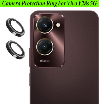 ZYXO Back Camera Lens Glass Protector for Vivo Y28s 5G [Black Metal Alloy Camera Ring with Glass] Set of 1(Pack of: 2)