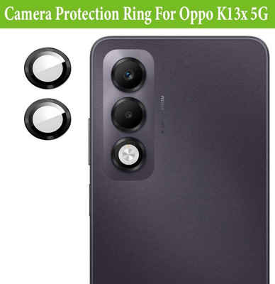 KREZEE Back Camera Lens Ring Guard Protector for Oppo K13x 5G [ Black Metal Ring with 9H Glass] Set of 1(Pack of: 2)