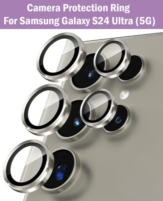 ZYXO Back Camera Lens Ring Guard Protector for Samsung Galaxy S24 Ultra 5G [Grey Metal Alloy Camera Ring with Glass] Set of 1(Pack of: 5)
