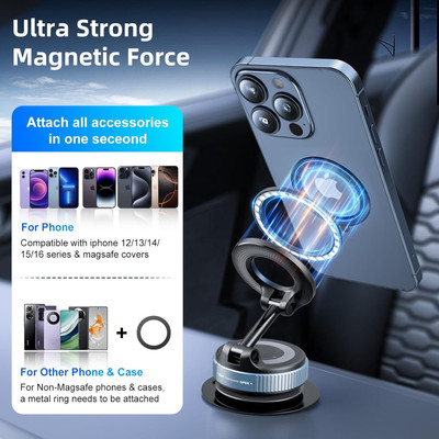 4uonly Phone Mount Foldable Vacuum Magnetic Phone Stand YHO17 Mobile Holder