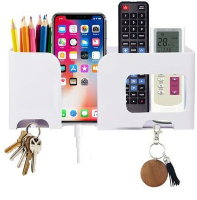 Msunjay Wall Mount Mobile Holder | Plastic Storage Case for Ac/Tv Remotes Mobile Holder