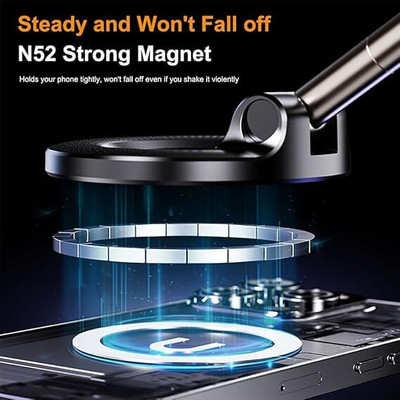 4uonly Phone Mount Foldable Vacuum Magnetic Phone Stand YHO39 Mobile Holder