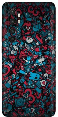 FCS Mi Note 10 Lite, Mi Note 10 Lite Red Blue Texture Printed Back Skin Mobile Skin(Red Blue Texture)