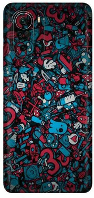 FCS Poco F3, Poco F3 Red Blue Texture Printed Back Skin Mobile Skin(Red Blue Texture)