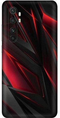 FCS Mi Note 10 Lite, Mi Note 10 Lite Red Black Texture Printed Back Skin Mobile Skin(Red Black Texture)
