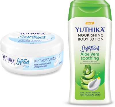 Yuthika AloeVera Body Lotion 200 ml & Soft Touch Face Cream 50 ml For All Skin Types(250 ml)