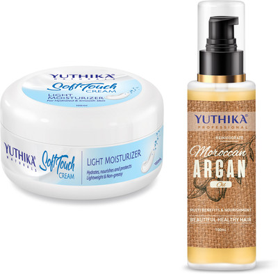 Yuthika Soft Touch Face Cream 100 ml & Argan Oil UltraCare Treatment 100 ml (Pack OF 2)(200 ml)