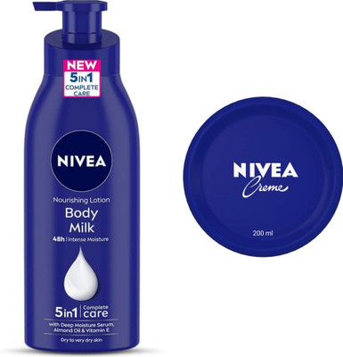 NIVEA Body Milk Body Lotion 400 ML & Creme 200 ML(600 ml)