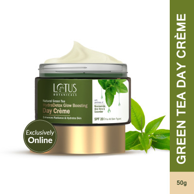 Lotus Botanicals Natural Green Tea HydraDetox Glow Boosting Day Cream SPF 20 with Niacinamide(50 g)