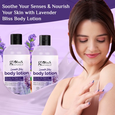 Globus Naturals Lavender Bliss Body Lotion, Enriched with Peach and Almond Extracts(400 ml)