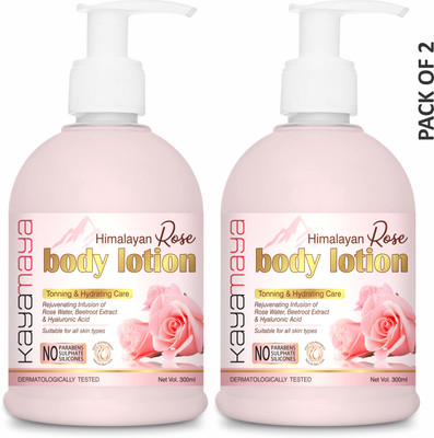 Kayamaya Rose Body Lotion | Moisturizing, Skin Soothing & Hydration - Pack of 2(600 ml)