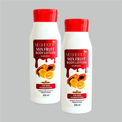 MEGHDOOT Mix Fruit Body Lotion with Natural Extracts of Papaya & Orange 200ml Pack of 2(400 ml)