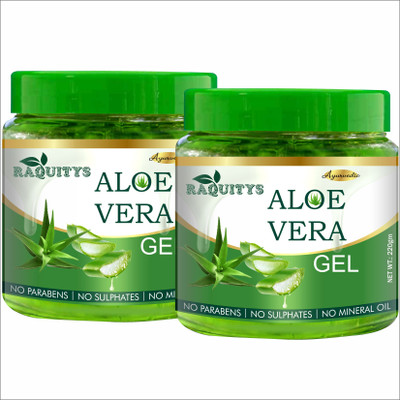 RAQUITYS Pure Aloe Vera Gel - Repairing & Soothing for Face, Body & Hair (220GM) SET OF 2(440 g)
