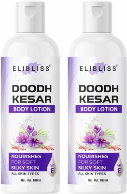 ELIBLISS Doodh and Keshar Moisturizing Body Lotion, Deep Hydration Pack of 2(200 ml)