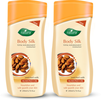 Natura Body Silk Total Nourishment Moisturiser Almond Oil Body Lotion (Pack of 2)(400 ml)